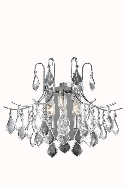 Amelia Sconce by Elegant Lighting – Lights: 3 Light (16.00"L x 16.00"W x 14.00"H) – Finish: Chrome and Clear Shade – Elegant Lighting-LD8100W16C