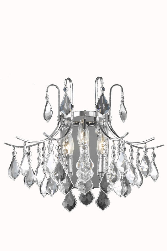 Amelia Sconce by Elegant Lighting – Lights: 3 Light (16.00"L x 16.00"W x 14.00"H) – Finish: Chrome and Clear Shade – Elegant Lighting-LD8100W16C