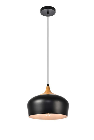 Buy black-with-black-natural-wood-glass-and-black-shade Nora Pendant by Elegant Lighting