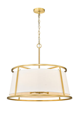 Buy rubbed-brass-with-white-glass-and-white-shade Lenyx Pendant Chandelier by Z-Lite