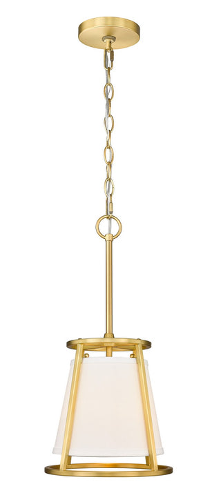 Buy rubbed-brass-with-white-glass-and-white-shade Lenyx Pendant Pendant by Z-Lite
