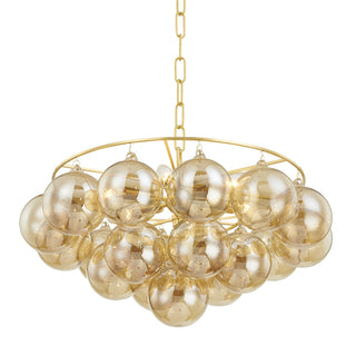 Buy aged-brass-with-champagne-glass-and-gold-shade Mimi Outdoor (Damp) Chandelier by Mitzi