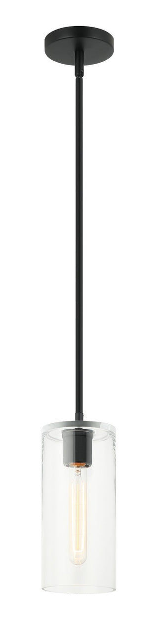 Buy matte-black-with-clear-glass-glass-and-clear-shade Lincoln Pendant by Matteo Lighting