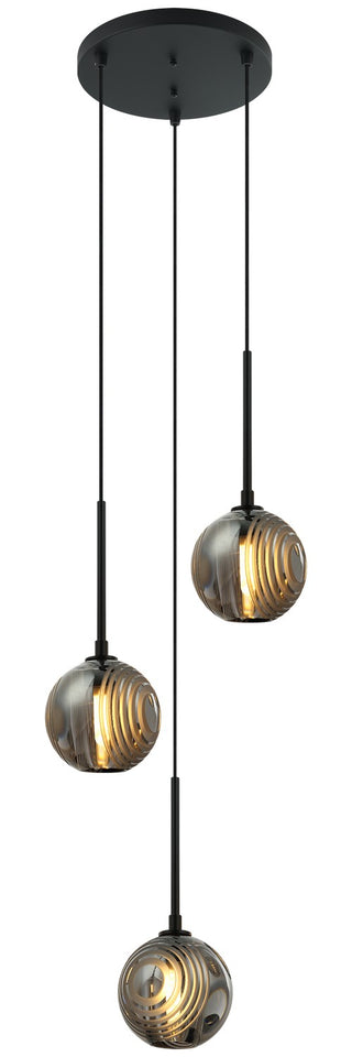 Buy matte-black-with-smoked-glass-with-circular-frosted-grooves-glass Jemyca Pendant by Matteo Lighting