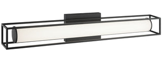 Buy matte-black-with-white-glass-glass-and-white-shade Flannigan Vanity by Matteo Lighting