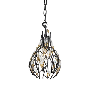 Buy matte-black-french-gold-with-premium-pre-installed-crystal-glass-and-clear-shade Bask Mini Pendant by Varaluz