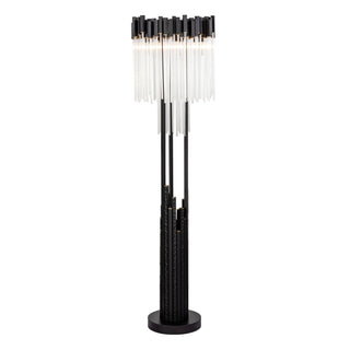 Buy matte-black-french-gold-with-clear-fluted-glass-glass-and-clear-shade Matrix Floor Lamp by Varaluz