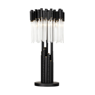 Buy matte-black-french-gold-with-clear-fluted-glass-glass-and-clear-shade Matrix Table Lamp by Varaluz
