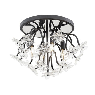 Buy matte-black-with-handmade-glass-flowers-glass-and-clear-shade Wildflower Semi Flush Mount Light by Varaluz