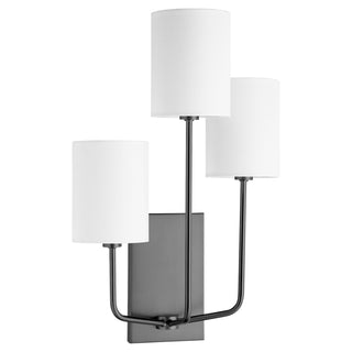 Buy matte-black-and-white-shade Harmony Outdoor (Damp) Sconce by Quorum