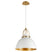 Studio White|Aged Brass with White & Gold Glass and White Shade