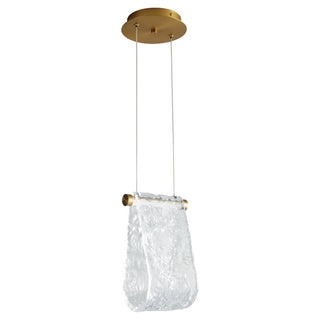 Buy aged-brass-and-clear-textured-shade Veer Outdoor (Damp) Pendant by Quorum