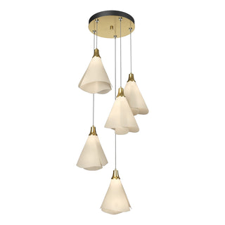 Buy modern-brass-with-spun-frost-sh-glass-and-frosted-shade Mobius Pendant by Hubbardton Forge