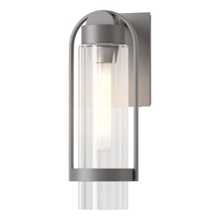 Buy coastal-burnished-steel-with-clear-glass-zm-glass-and-clear-shade Alcove Wall Lantern by Hubbardton Forge