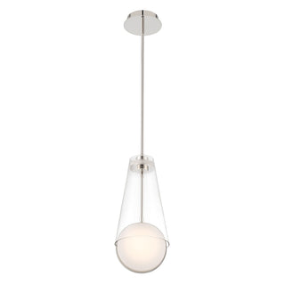 Buy polished-nickel-with-drum-white-glass-glass-and-clear-shade Solari Pendant by Eurofase