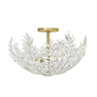 Buy white-with-botanical-white-steel-glass-and-white-shade Jalore Flush Mount Light by Eurofase