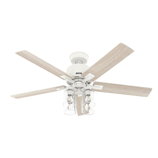 Buy matte-white-finish-with-fresh-white-and-reversible-light-oak-blades Techne Ceiling Fan with Light by Hunter
