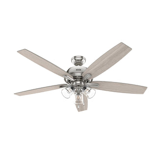 Buy brushed-nickel-finish-with-light-gray-oak-blades Dondra Ceiling Fan with Light by Hunter