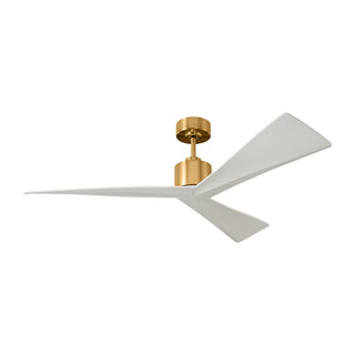 Buy burnished-brass-finish-with-matte-white-blades 3-Blades Adler Outdoor (Damp) Ceiling Fan by Visual Comfort Fan