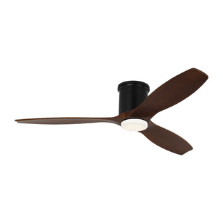 Buy midnight-black-finish-with-dark-walnut-blades Collins Outdoor (Damp) Hugger Ceiling Fan with Light by Visual Comfort Fan