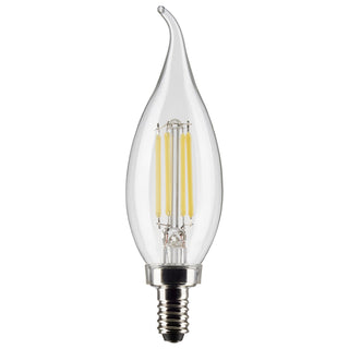 Buy clear Flame Tip 4 Watt E12 CA10 120V Outdoor (Wet)LED 3000k Light Bulb by Satco