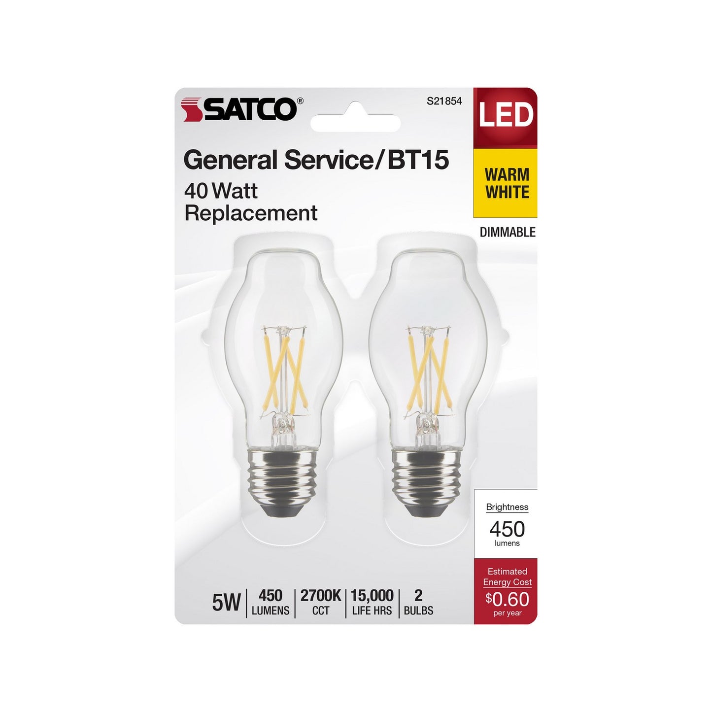 HID 5 Watt (60 Watt Equivalent) E26 BT15 120V LED 2700k Light Bulb by Satco