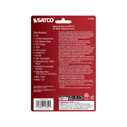HID 5 Watt (60 Watt Equivalent) E26 BT15 120V LED 2700k Light Bulb by Satco