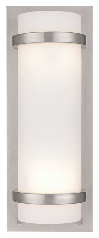 Buy brushed-nickel-with-etched-white-glass-glass-and-white-shade Outdoor (Damp) Sconce by Minka-Lavery