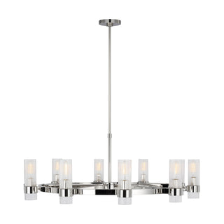 Buy polished-nickel-with-clear-glass-and-silver-gray-shade Geneva Outdoor (Damp) Chandelier by Visual Comfort Studio