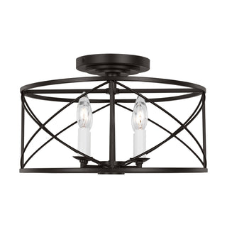 Buy aged-iron-and-black-shade Beatrix Outdoor (Damp) Semi-Flush Mount Ceiling Light by Visual Comfort Studio