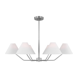 Buy brushed-steel-with-white-linen-glass-and-white-shade Burke Outdoor (Damp) Chandelier by Visual Comfort Studio