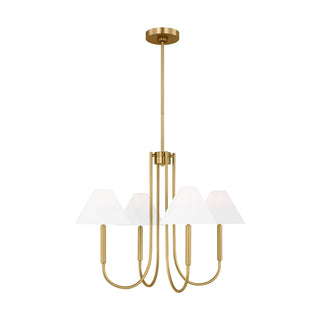 Buy satin-brass-with-white-linen-glass-and-white-shade Porteau Outdoor (Damp) Chandelier by Visual Comfort Studio