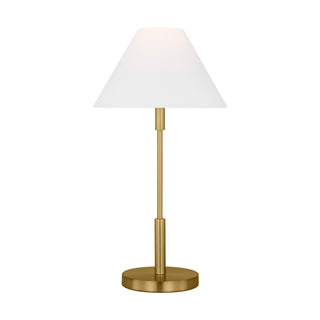 Buy satin-brass-with-white-linen-glass-and-white-shade Porteau Lamp by Visual Comfort Studio