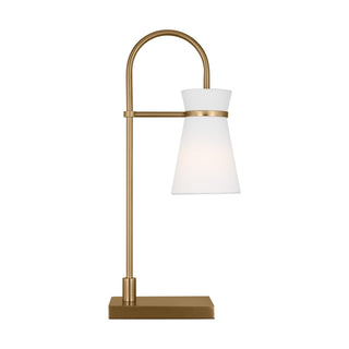 Buy satin-brass-with-white-linen-glass-and-white-shade Binx Table Lamp by Visual Comfort Studio