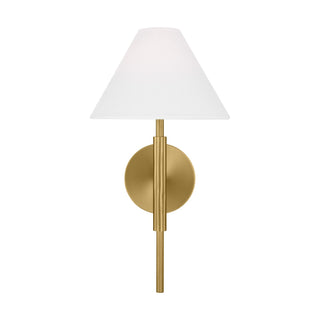 Buy satin-brass-with-white-linen-glass-and-white-shade Porteau Vanity by Visual Comfort Studio