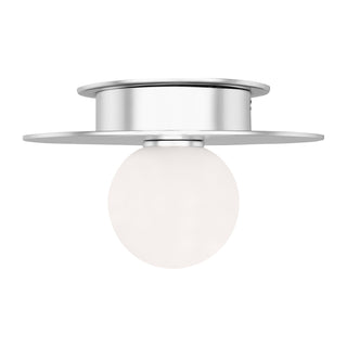 Buy polished-nickel-with-white-glass-and-white-shade Nodes Outdoor (Damp) Flush Mount Ceiling Light by Visual Comfort Studio