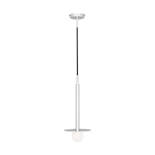 Buy polished-nickel-with-white-glass-and-white-shade Nodes Outdoor (Damp) Pendant by Visual Comfort Studio