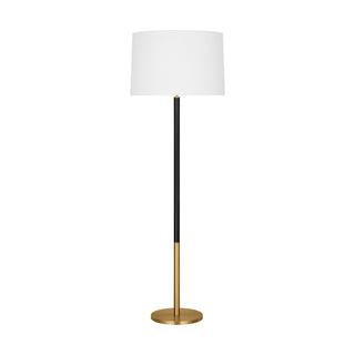Buy burnished-brass-with-white-linen-glass-and-white-shade Monroe Floor Lamp by Visual Comfort Studio