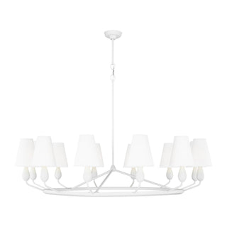 Buy matte-white-with-white-linen-glass-and-white-shade Ziba Outdoor (Damp) Chandelier by Visual Comfort Studio