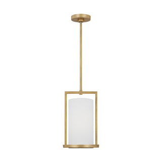 Buy coastal-gild-with-white-linen-glass-and-white-shade Sherwood Outdoor (Damp) Pendant by Visual Comfort Studio