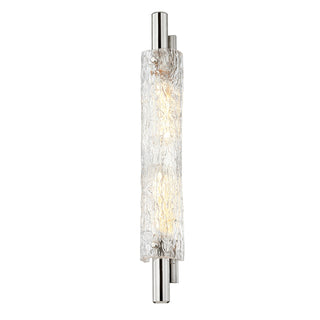 Buy polished-nickel-with-clear-glass-and-clear-textured-shade Harwich Outdoor (Damp) Sconce by Hudson Valley