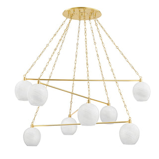 Buy aged-brass-with-cloud-etched-inside-glass-and-white-shade Asbury Park Outdoor (Damp) Chandelier by Hudson Valley