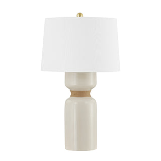Buy aged-brass-ceramic-ivory-crackle-with-white-glass-and-white-shade Mindy Table Lamp by Hudson Valley
