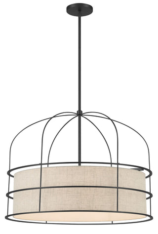 Buy coal-with-oatmeal-linen-glass-and-beige-tan-shade Gateway Park Outdoor (Damp) Pendant by Minka-Lavery