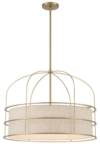 Buy soft-brass-with-oatmeal-linen-glass-and-beige-tan-shade Gateway Park Outdoor (Damp) Pendant by Minka-Lavery