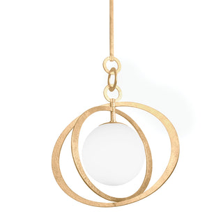 Buy vintage-gold-leaf-with-opal-shiny-glass-and-white-shade Olancha Pendant by Troy Lighting