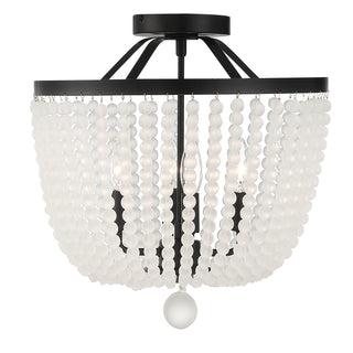 Buy matte-black-with-glass-beads-glass-and-frosted-shade Rylee Outdoor (Damp) Semi-Flush Mount Ceiling Light by Crystorama