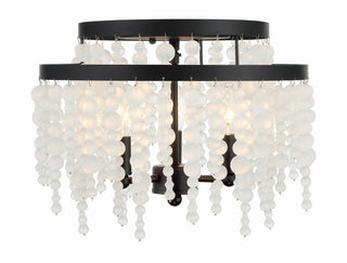 Buy matte-black-with-glass-beads-glass-and-natural-cream-shade Poppy Outdoor (Damp) Flush Mount Ceiling Light by Crystorama
