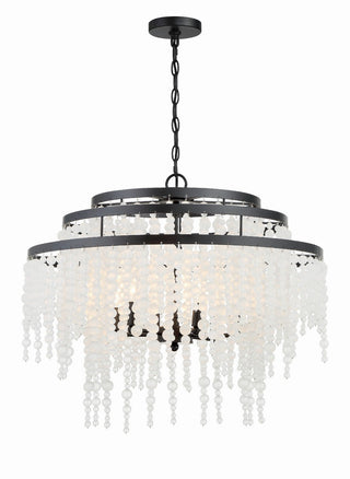 Buy matte-black-with-glass-beads-glass-and-white-shade Poppy Outdoor (Damp) Chandelier by Crystorama