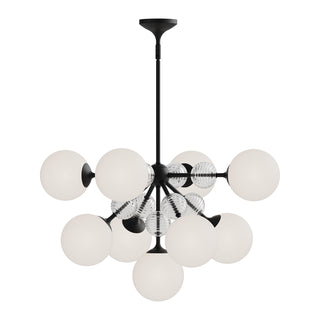 Buy matte-black-opal-glass-and-white-shade Celia Chandelier by Alora